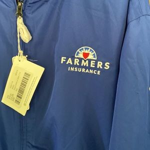 E939-89) Blue Farmers Insurance raincoat NWT S,M, XL,XXL,XXXL